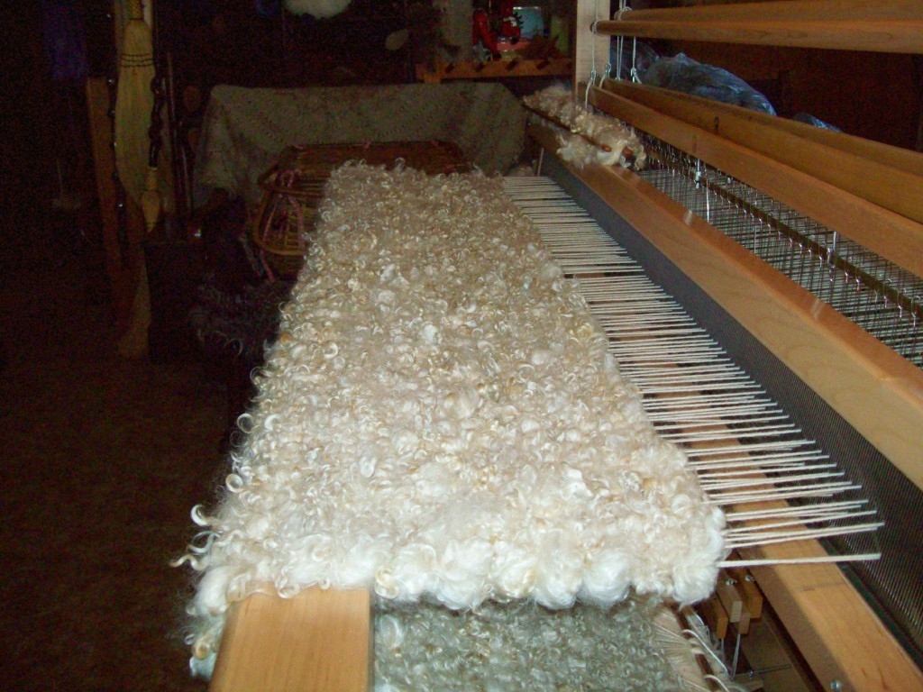 White Goat Hair Rug on Loom